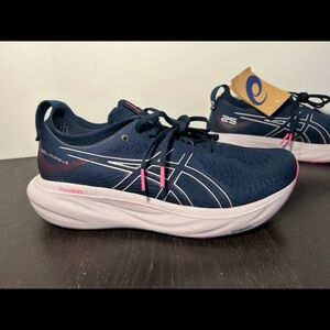 Asics Gel-Nimbus 25 Running Shoes Sneaker French Blue/Lilac Hint Womens 11D Wide